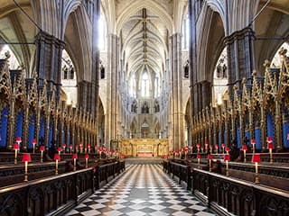 Internal view of Westminster Abbey form up height